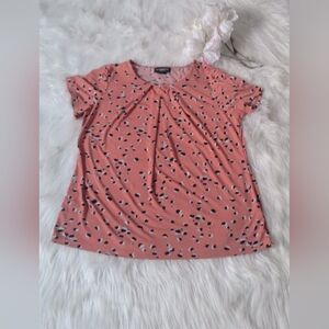 Liz Claiborne Coral Patterned Short Sleeve Top Size M